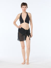 Carmen Marc Valvo Short Beaded Mesh Pareo Cover Up - Solids