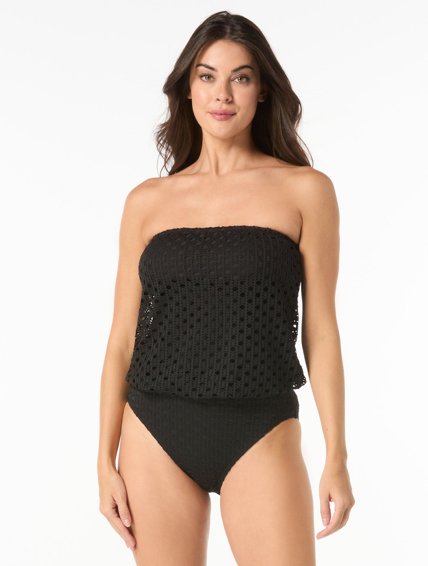 Carmen Marc Valvo Blouson Bandeau Tankini Top - Living Paradise