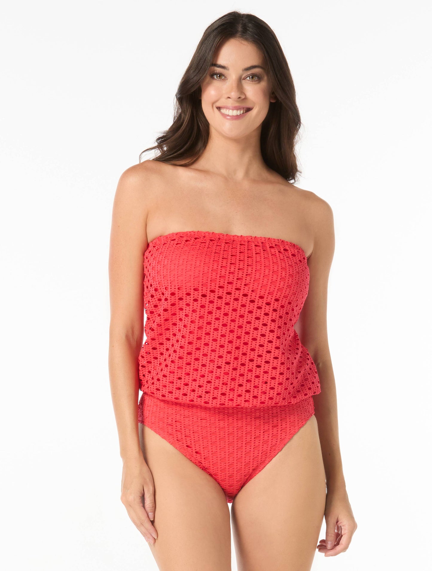 Carmen Marc Valvo Blouson Bandeau Tankini Top - Living Paradise