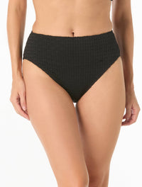 Carmen Marc Valvo Crochet High Waist Bikini Bottom - Living Paradise - 001 BLACK
