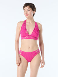 Carmen Marc Valvo Crochet Halter Bikini Top - Living Paradise - 661 Ultra Pink
