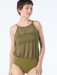Carmen Marc Valvo High Neck One Piece Swimsuit - Living Paradise - 344 Olive