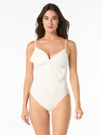 Carmen Marc Valvo Bow One Piece Swimsuit - Bowline Soiree - 100 White