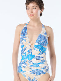 Carmen Marc Valvo V-Neck Shirred Tankini Top - Samara - 970 Multi