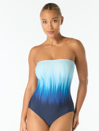 Carmen Marc Valvo Underwire Bandeau One Piece Swimsuit - Midnight Ombre - 420 Deep Sea