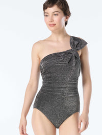 Carmen Marc Valvo Bow Underwire One Piece Swimsuit - Glitter Lux - 001 BLACK