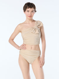 Carmen Marc Valvo Bow Underwire Bikini Top - Glitter Lux - 249 CLAY