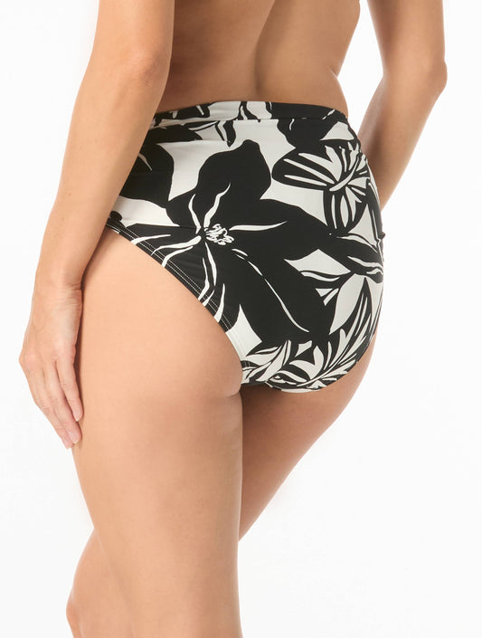 Carmen Marc Valvo Ruched Bikini Bottom - Silent Bloom - 005 Black/White