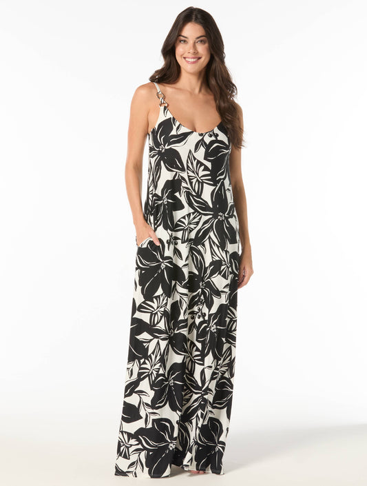 Carmen Marc Valvo A-line Maxi Dress Cover Up - Silent Bloom