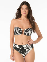 Carmen Marc Valvo U-Ring Bandeau Bikini Top - Silent Bloom - 005 Black/White