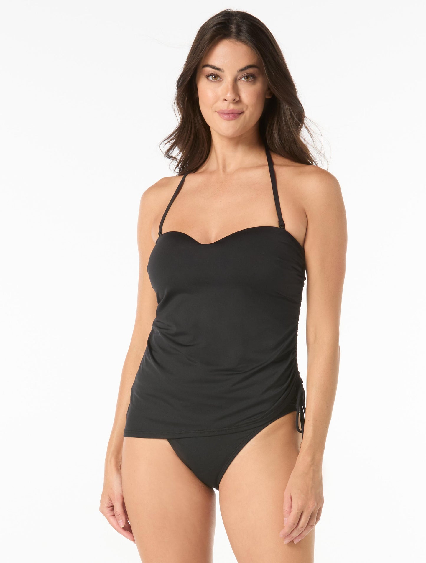 Carmen Marc Valvo Shirred Beaded Bandeau Tankini Top - Amorphic Allure