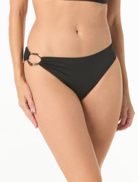 Carmen Marc Valvo High Cut Side Ring Bikini Bottom - Amorphic Allure - 001 BLACK