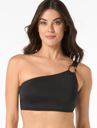 Carmen Marc Valvo One Shoulder Ring Crop top - Amorphic Allure - 001 BLACK