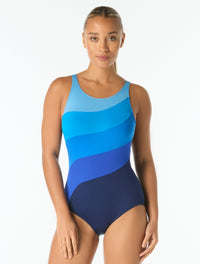 Gabar Surplice Tummy Control One Piece Swimsuit - Solids - 498 Malibu