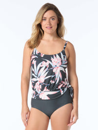 Gabar Two Piece Blouson Tankini Set - Lush Getaway - 022 Volcanic