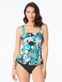 Beach House Evie Underwire Bandeau Textured Tankini Top - Eclectic Bloom