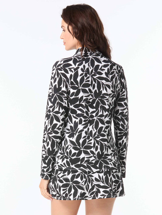 Beach House Karen Textured Zip Front Rash Guard - Key West - 001 BLACK