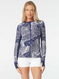 Beach House Sport Ava Zip Front Rash Guard - Paradise Palm - 511 Admiral