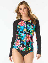 Beach House Sport Ava Zip Front Rash Guard - Surfside Flora