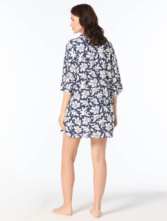 Beach House Harper Button Up Cover Up Shirt - Block Trop - 511 Admiral