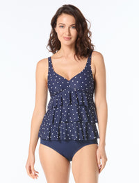 Beach House Cora Ruffle Tankini Top - Sailor Dot - 511 Admiral