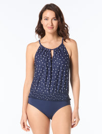 Beach House Jamie Underwire High Neck Tankini Top - Sailor Dot - 511 Admiral