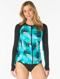 Beach House Sport Ava Zip Front Rash Guard - High Tide Fern