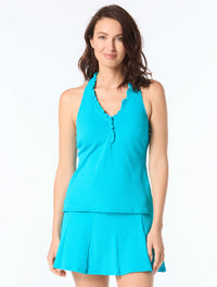Beach House Pool Party Blue Tankini Set & Rash Guard Bundle -