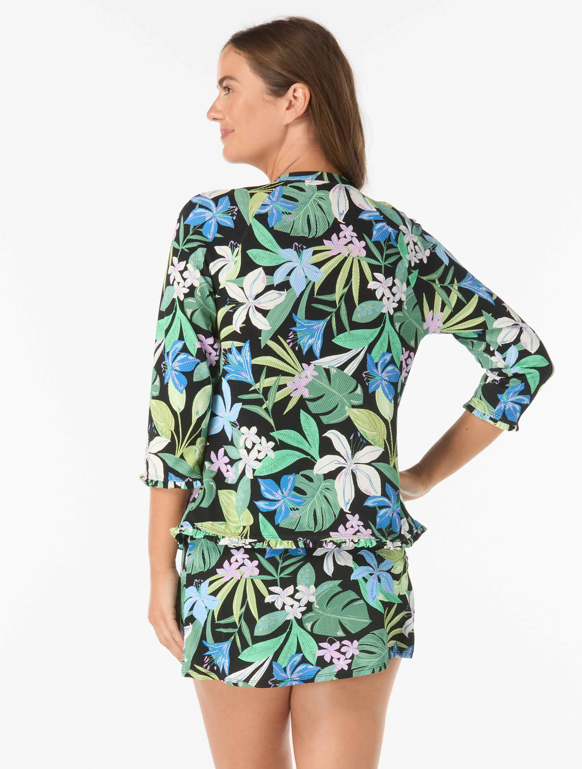 Beach House Celine Zip Up Rash Guard - Tropical Paradise