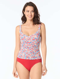 Beach House Jenny Textured Tankini Top - Bella Flora - 604 True Red