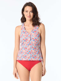 Beach House Nina Ruffled Trim Textured Tankini Top - Bella Flora