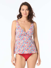 Beach House Willow Twist Underwire Tankini Top - Bella Flora - 604 True Red