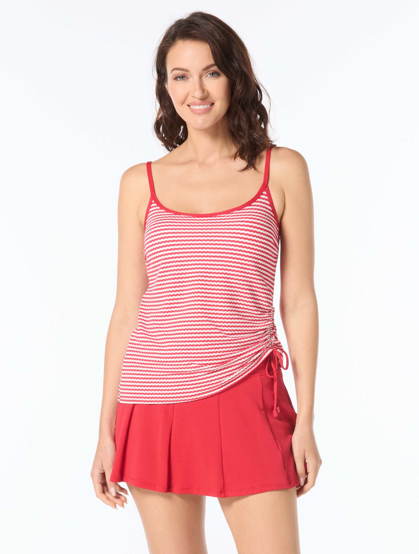 Beach House Bridget Textured Shirred Side Underwire Tankini Top - Yacht Club