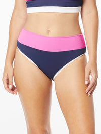 Beach House Sport Gem High Waist Ribbed Bikini Bottom - Colorblock - 511 Admiral