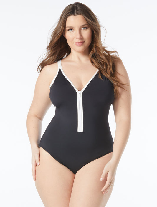 Beach House Sport Plus Racy One Piece Swimsuit - Beach Solids