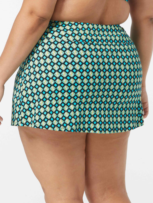 Beach House Swim Plus Size Emma Swim Skort - Tropic Bloom - 001 BLACK
