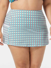 Beach House Swim Plus Size Emma Swim Skort - Tropic Bloom - 100 White