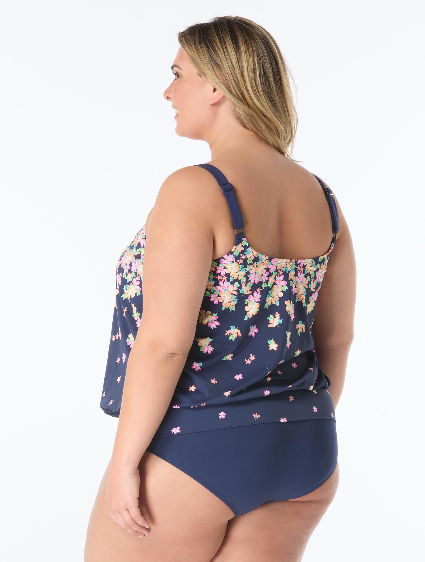 Beach House Plus Sarah Blouson Tankini Top - Floral Rain - 511 Admiral