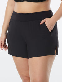 Beach House Plus Size April Stretch Woven Beach Short - Beach Solids - 001 BLACK