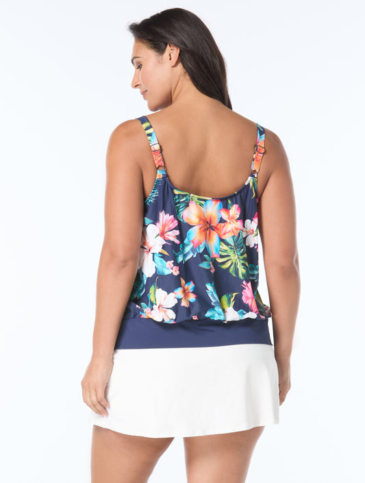 Beach House Plus Sarah Blouson Tankini Top - Vibrant Vacay - 511 Admiral