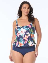 Beach House Plus Sarah Blouson Tankini Top - Vibrant Vacay - 511 Admiral