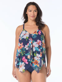 Beach House Plus Swim Kerry Mesh Layer Tankini Top - Vibrant Vacay - 511 Admiral