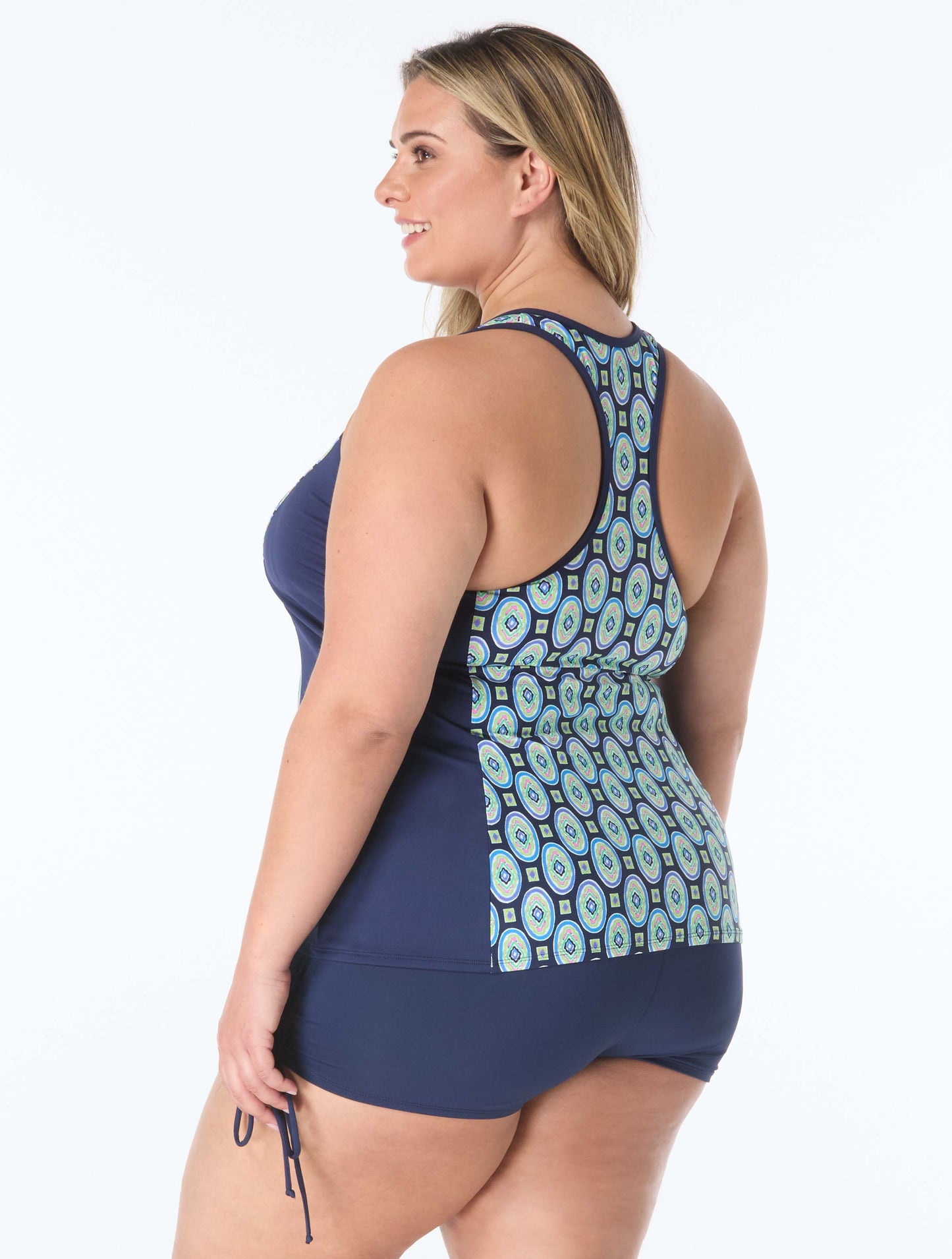 Beach House Plus Erinna Racerback Tankini Top - Retro Geo