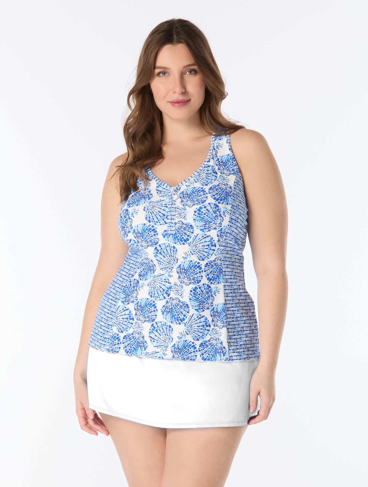 Beach House Plus Size Erinna Racerback Tankini Top - Shoreline Shells