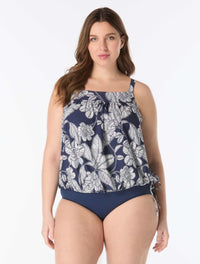 Beach House Plus Audrey Blouson Tankini Top - Coastal Bloom
