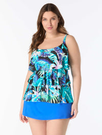 Beach House Plus Jane Ruffle Tiered Tankini Top - Island Rhythm - 001 Black