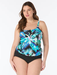 Beach House Plus Sarah Blouson Tankini Top - Island Rhythm - 001 Black