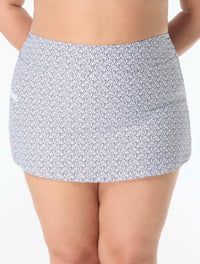Beach House Plus Size Emma Pull On Swim Skort - Samoan Floral - 100 White