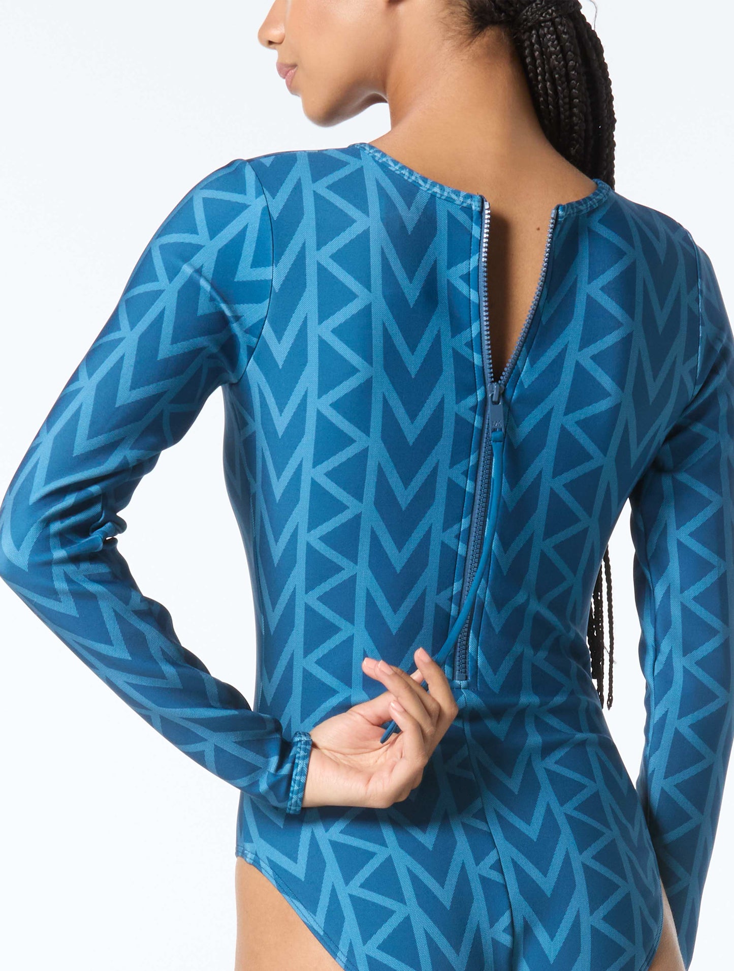 Michael Kors Long Sleeve One Piece - MK Logo Scuba