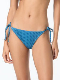 Michael Kors String Side Tie Bikini Bottom - MK Logo Scuba - 448 RIVIERA BLUE